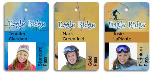 Examples of Ski ID Cards using design differences
