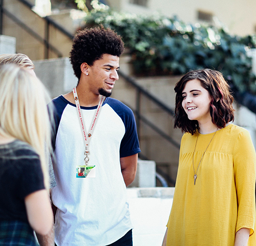 School Students wearing ID badges