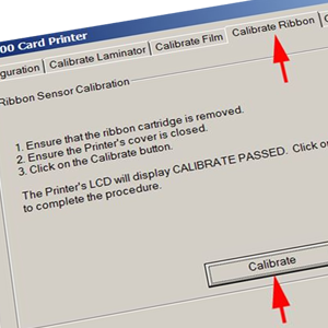 Calibrate card printer ribbon