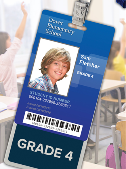 Student ID badge with grade level badge backer