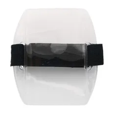 Clear Vinyl Badge Holder with Blue Arm Band - Vertical - 2.75" x 3.8"