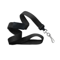 5/8 Flat Ribbed Microweave Break-Away Black Lanyard With Swivel Hook - Pack 100