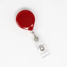 Mini Red Round 1'' Badge Reels w/ Belt Clip - Color Strap