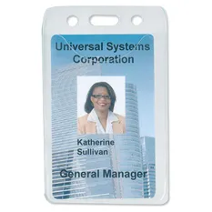 PureClear™ Vinyl Vertical Badge Holder, for 3" x 4" cards