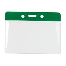 1820-1004 Horizontal Clear Badge Holder with Green Color Bar