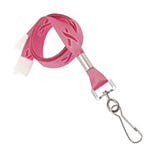 5/8'' Flat Breast Cancer Awareness Lanyard w/ Safety Breakaway & Swivel Hook - 100 per pack