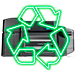 ID card printer with recycling symbol